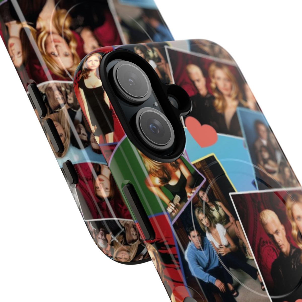 Magnetic phone case featuring the iconic Buffy the Vampire Slayer 90s TV show logo and characters - Detail