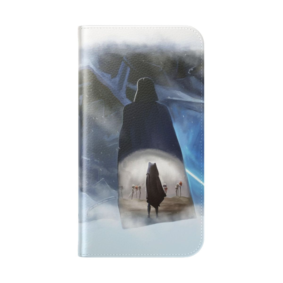 Star Wars Darth Vader and Ahsoka Tano illustration on a protective flip phone case - Folded Back