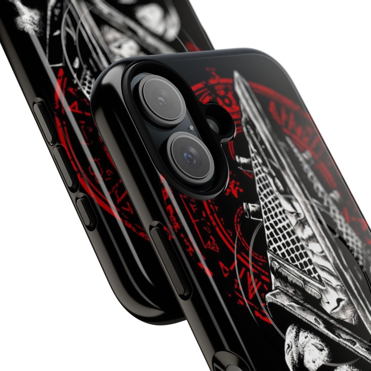 Magnetic tough phone case with a red pyramid design, inspired by the Silent Hill video game franchise. - Detail