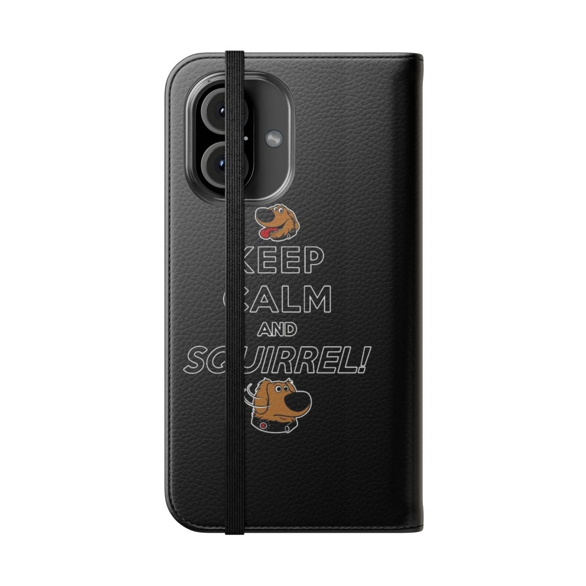 Flip phone case featuring a squirrel design inspired by the Pixar movie Up - Folded Front