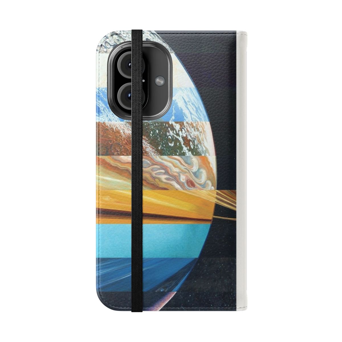 Planets Flip Cover Phone Case - Solar System and Space-Themed Design - Folded Front