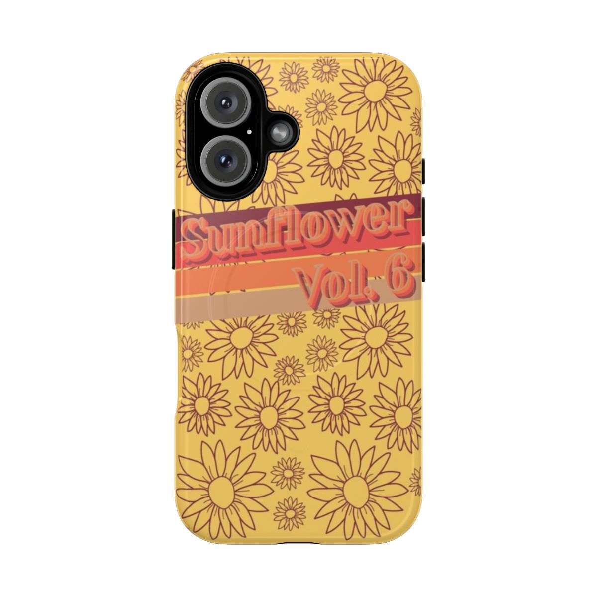 Sunflower-patterned magnetic tough iPhone case