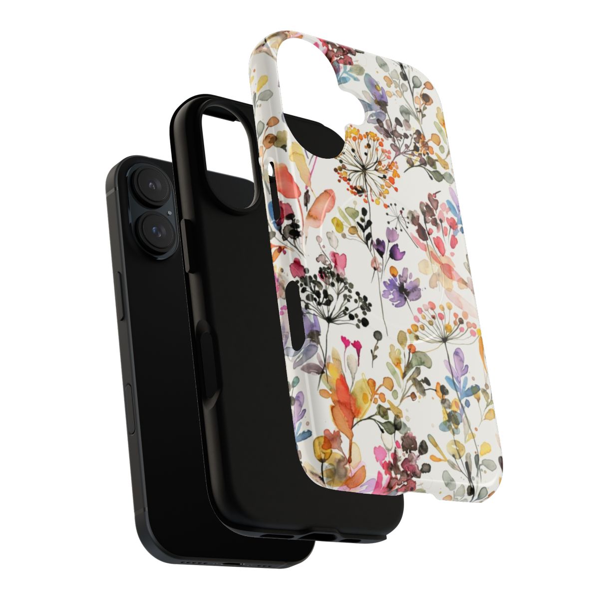 Watercolor painting of wild flowers and plants on a durable phone case - Layers