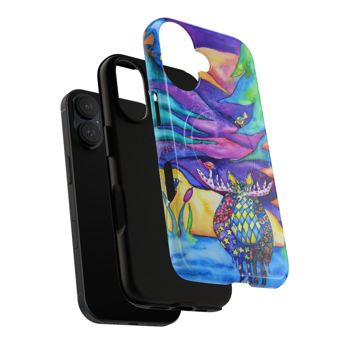 Colorful phone case with a vibrant moose design - Layers