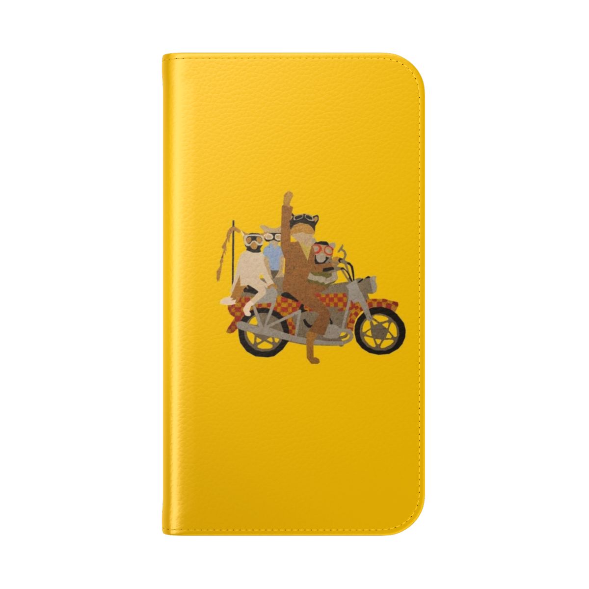 Motorcycle-themed cardboard flip cover phone case - Folded Back