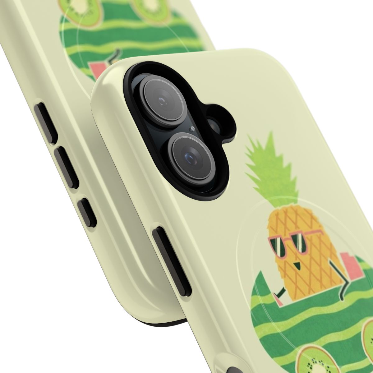 Vibrant summer-themed phone case with magnetic closure and tough design - Detail