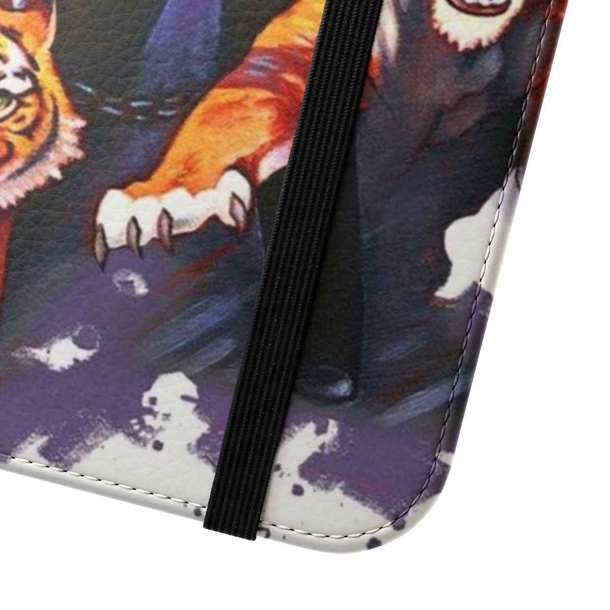 Stylish tiger print flip cover phone case - Close Up