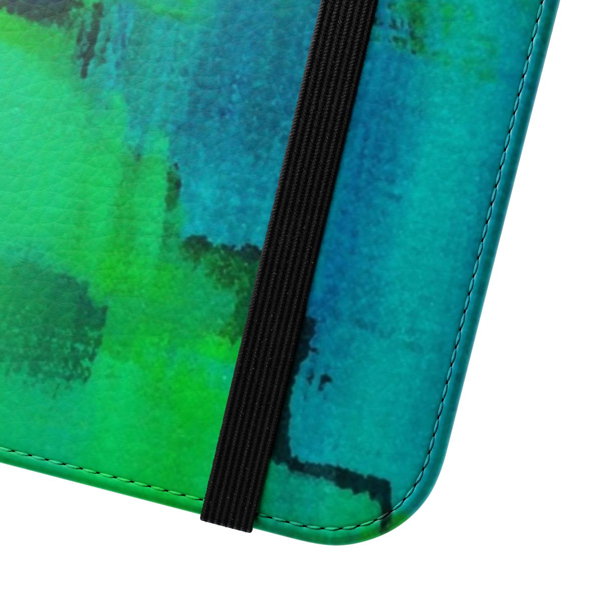 Colorful abstract art phone case cover in blue and green tones - Close Up