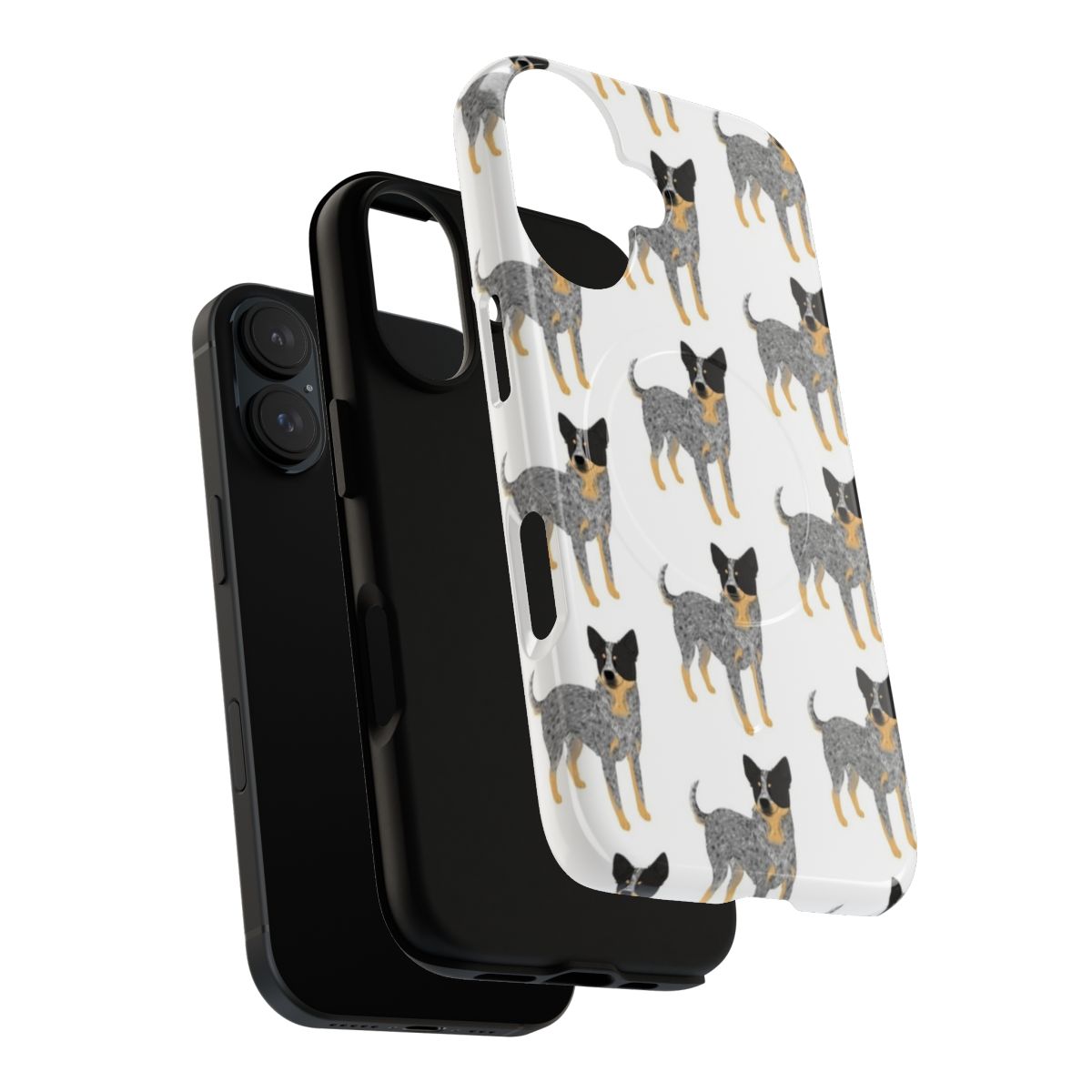 Tough magnetic phone case with a blue heeler dog design - Layers