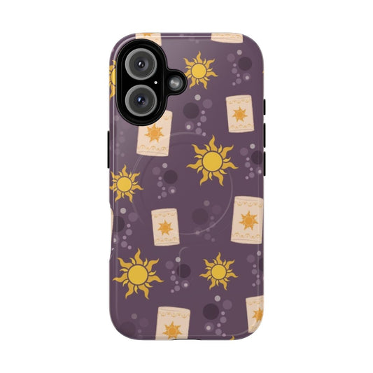 Magnetic phone case with a tangled, rapunzel-inspired Disney design