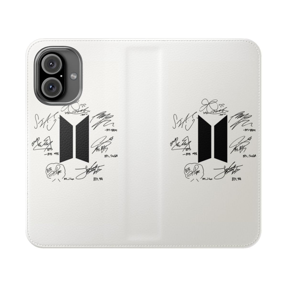 BTS-inspired flip phone case with colorful graphics