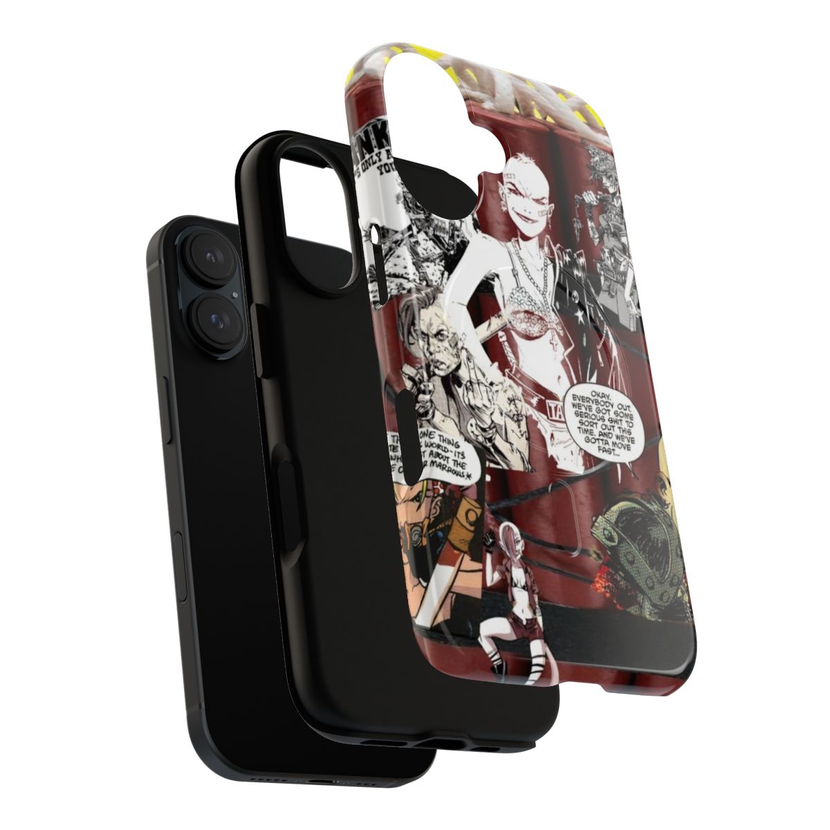 Durable magnetic phone case with a tough, protective design inspired by the comic book character Tank Girl. - Layers