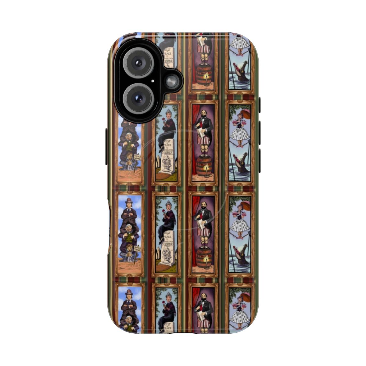 Stretching Portraits Magnetic Tough Phone Cases featuring haunted mansion and spooky Halloween characters