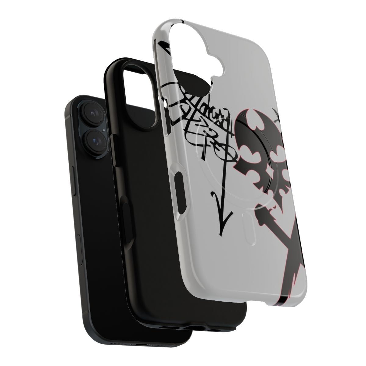 A magnetic, tough phone case featuring a reaper modulation decal design inspired by the anime and video game "The World Ends With You". - Layers