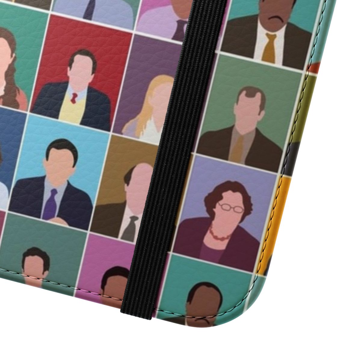 Minimalist colorful phone case with characters from the TV show The Office - Close Up