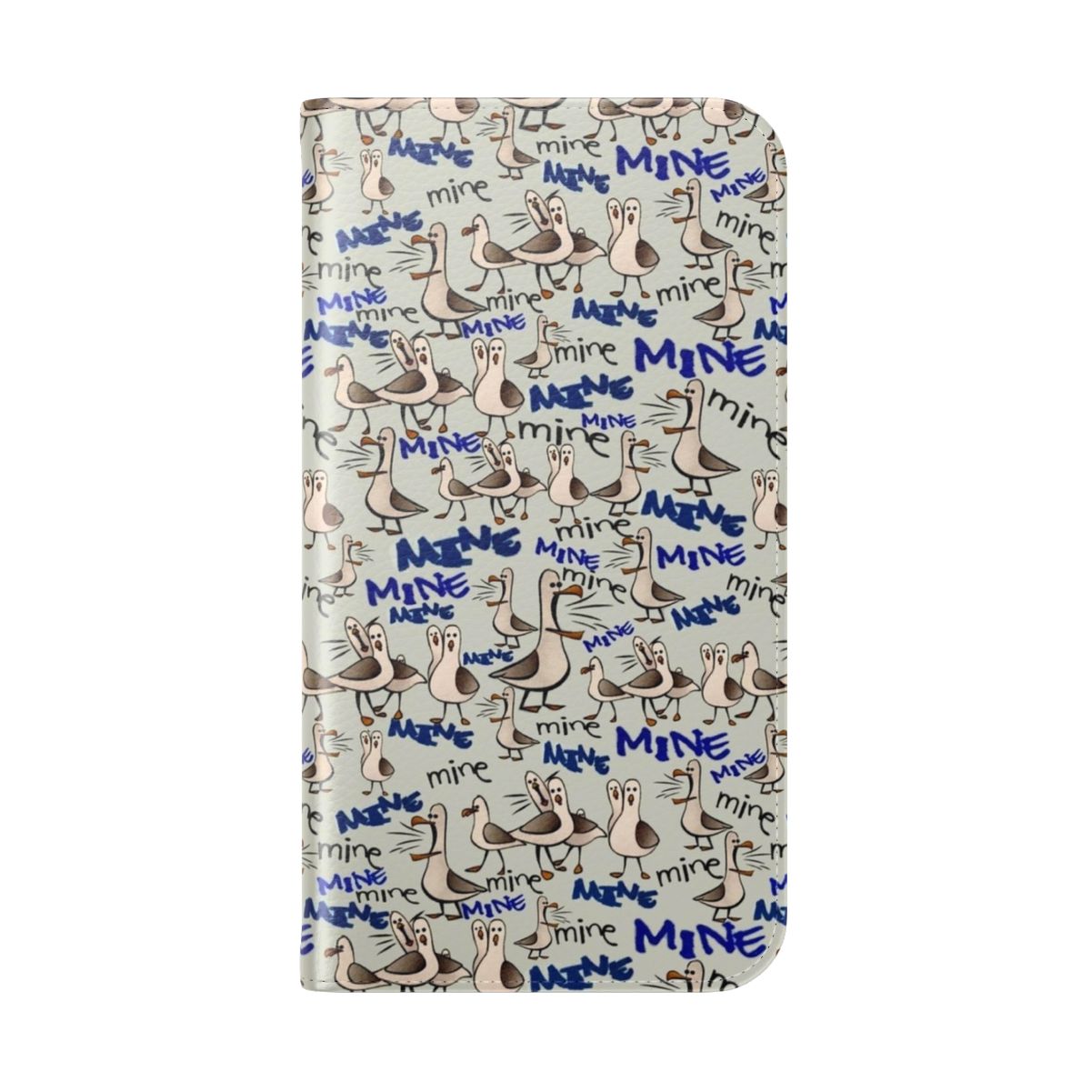 Cartoon seagulls from Finding Nemo on a blue flip cover phone case - Folded Back