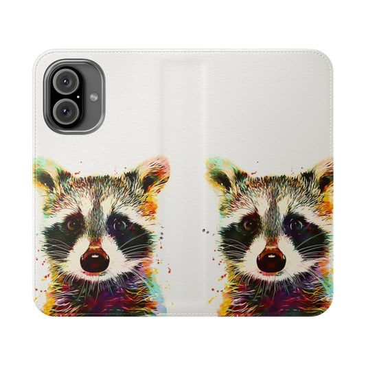 Watercolor illustration of a cute baby raccoon on a phone case cover