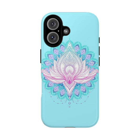 Lotus flower patterned magnetic phone case with tough protective design