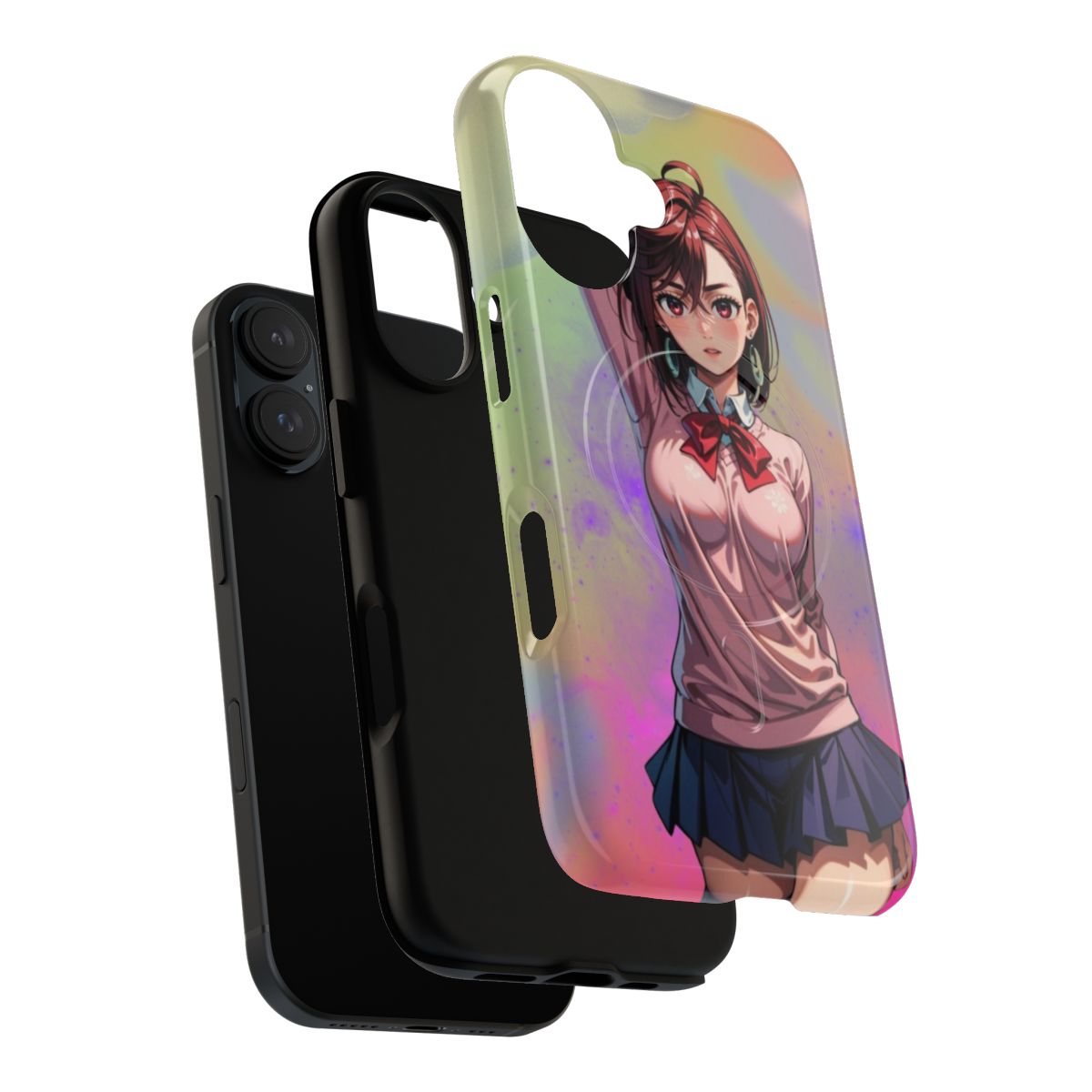 Momo Ayase-inspired magnetic phone case with dandadan plate design - Layers