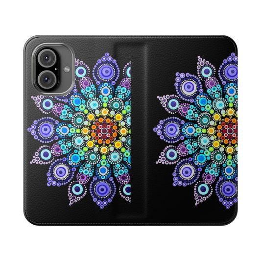 Colorful rainbow mandala design on a phone case