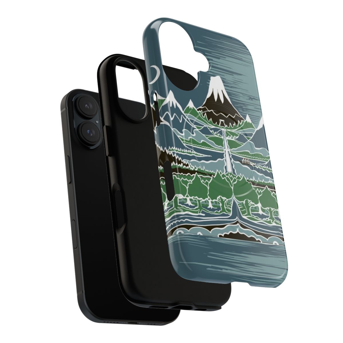 Magnetic tough phone case featuring a enchanted mountain path inspired by the works of J.R.R. Tolkien. - Layers