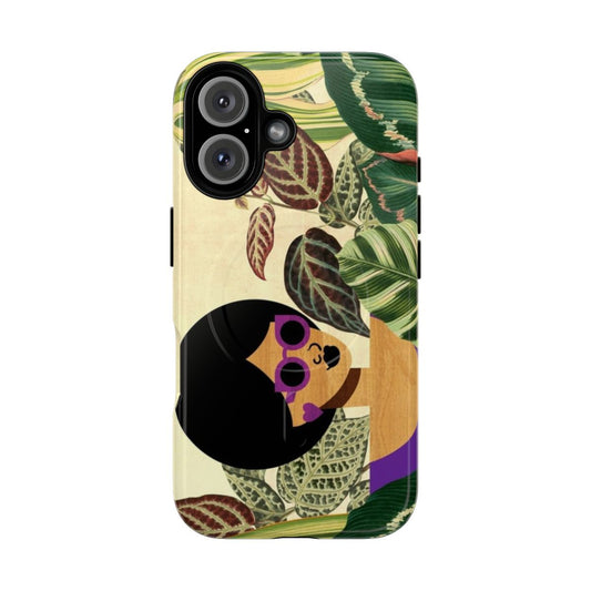 A stylish phone case featuring a collage of vintage, African American-inspired imagery with natural elements like trees, foliage, and a swampy backdrop.