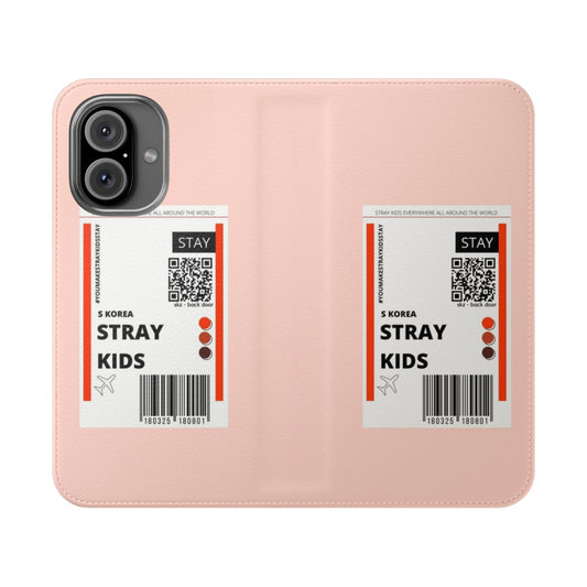 Stray Kids-inspired flip cover phone case with band graphics and designs