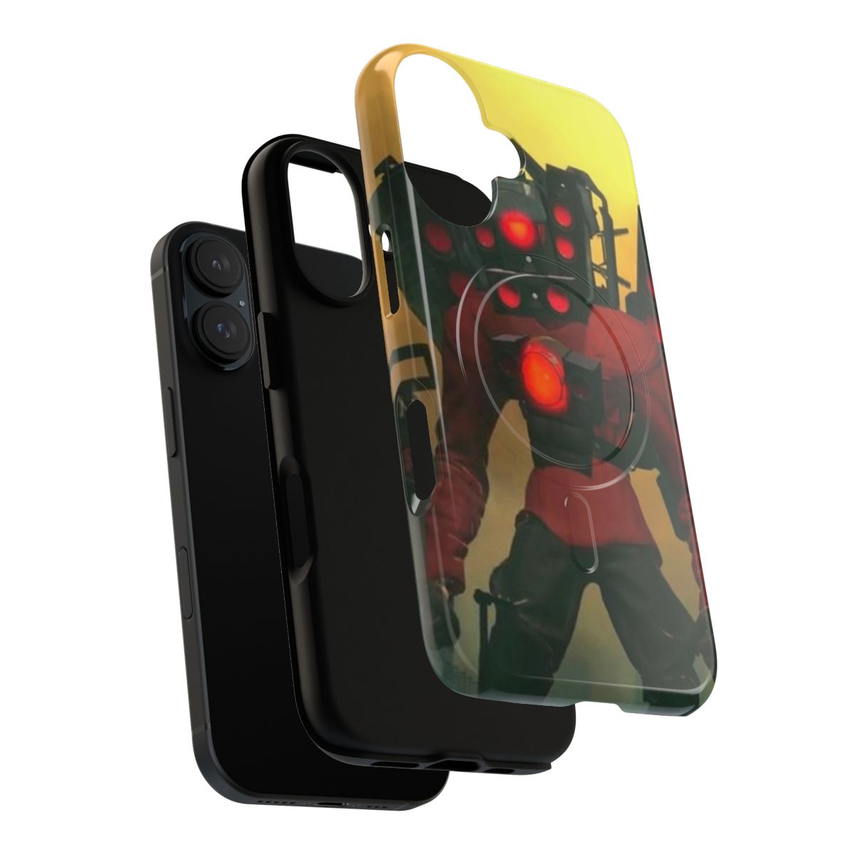 A phone case featuring the Skibidi Toilet meme and TV Man characters. - Layers