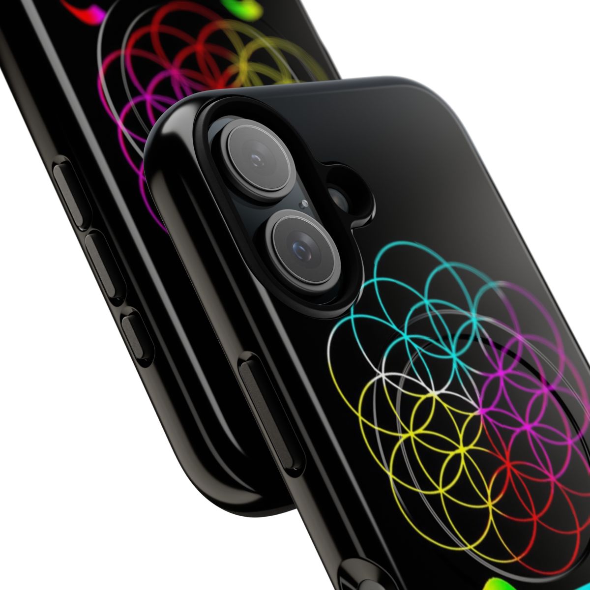 A multicolored, splash art-inspired phone case cover featuring the Coldplay band logo. - Detail