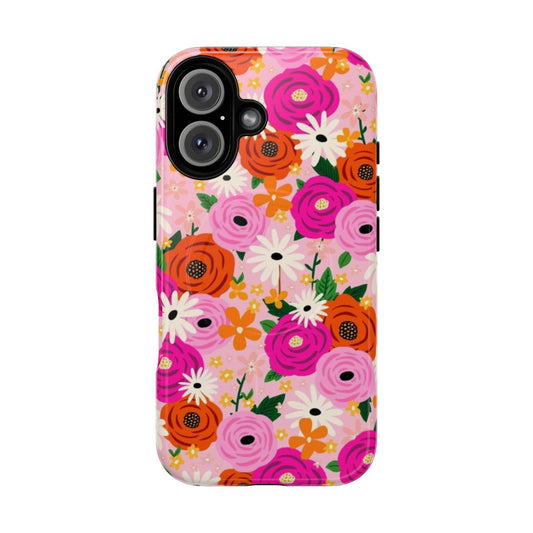 Elegant phone case with a floral design featuring daisies and roses