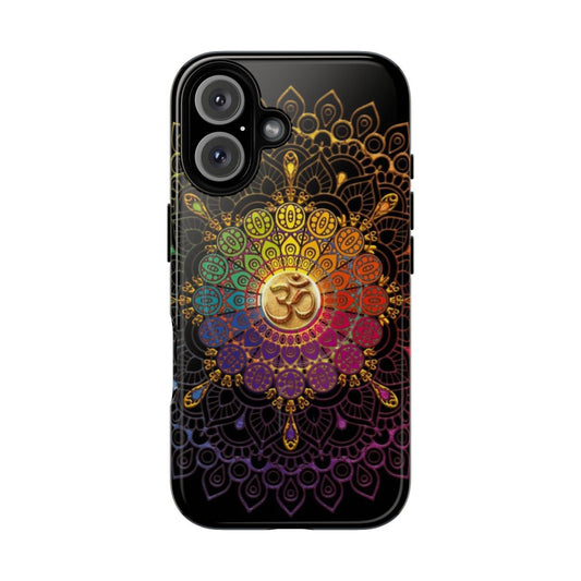 Colorful mandala phone case with lotus flower and om symbol