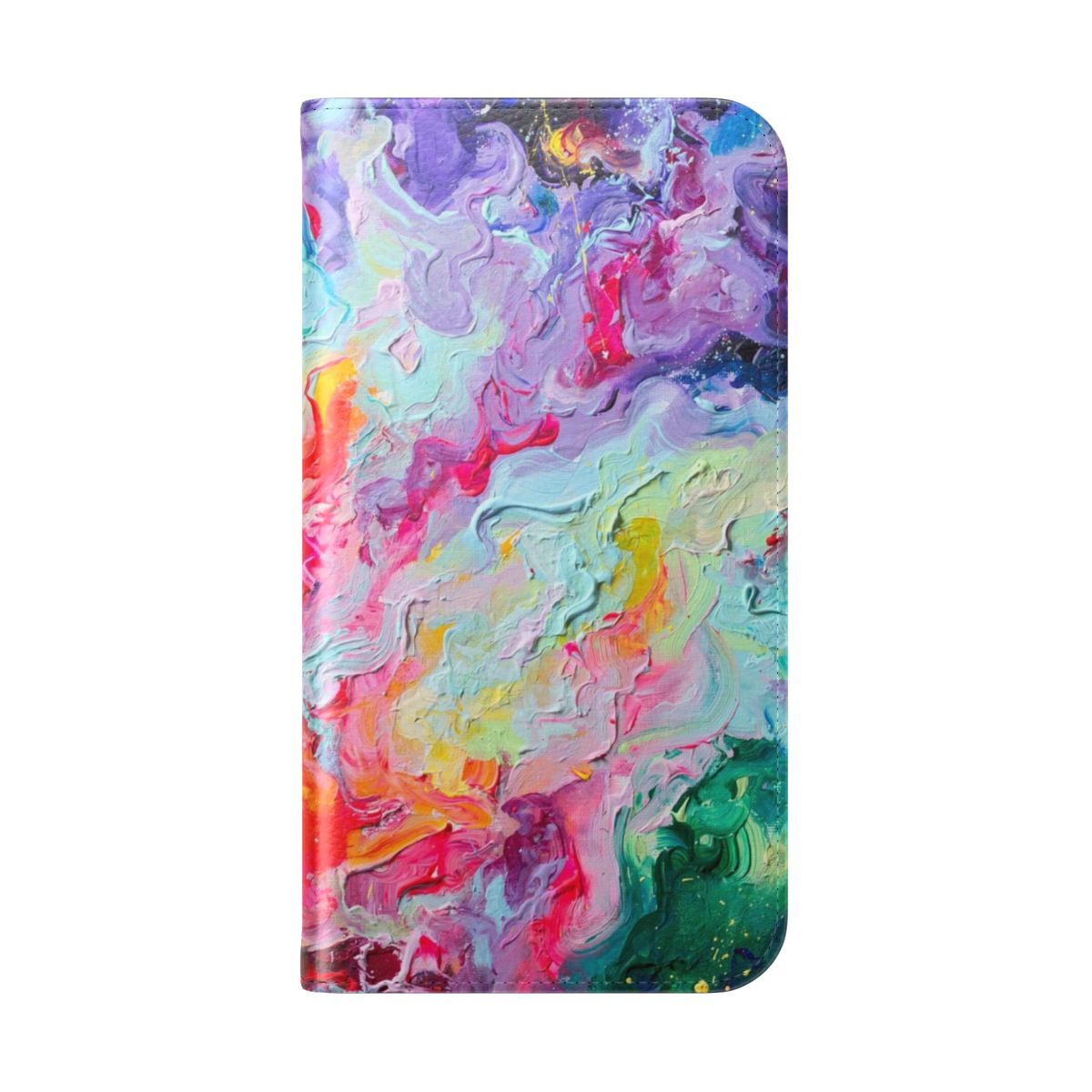 Colorful abstract geometric phone case with a vibrant spectrum design - Folded Back