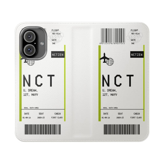 NCT-inspired boarding pass flip cover phone case