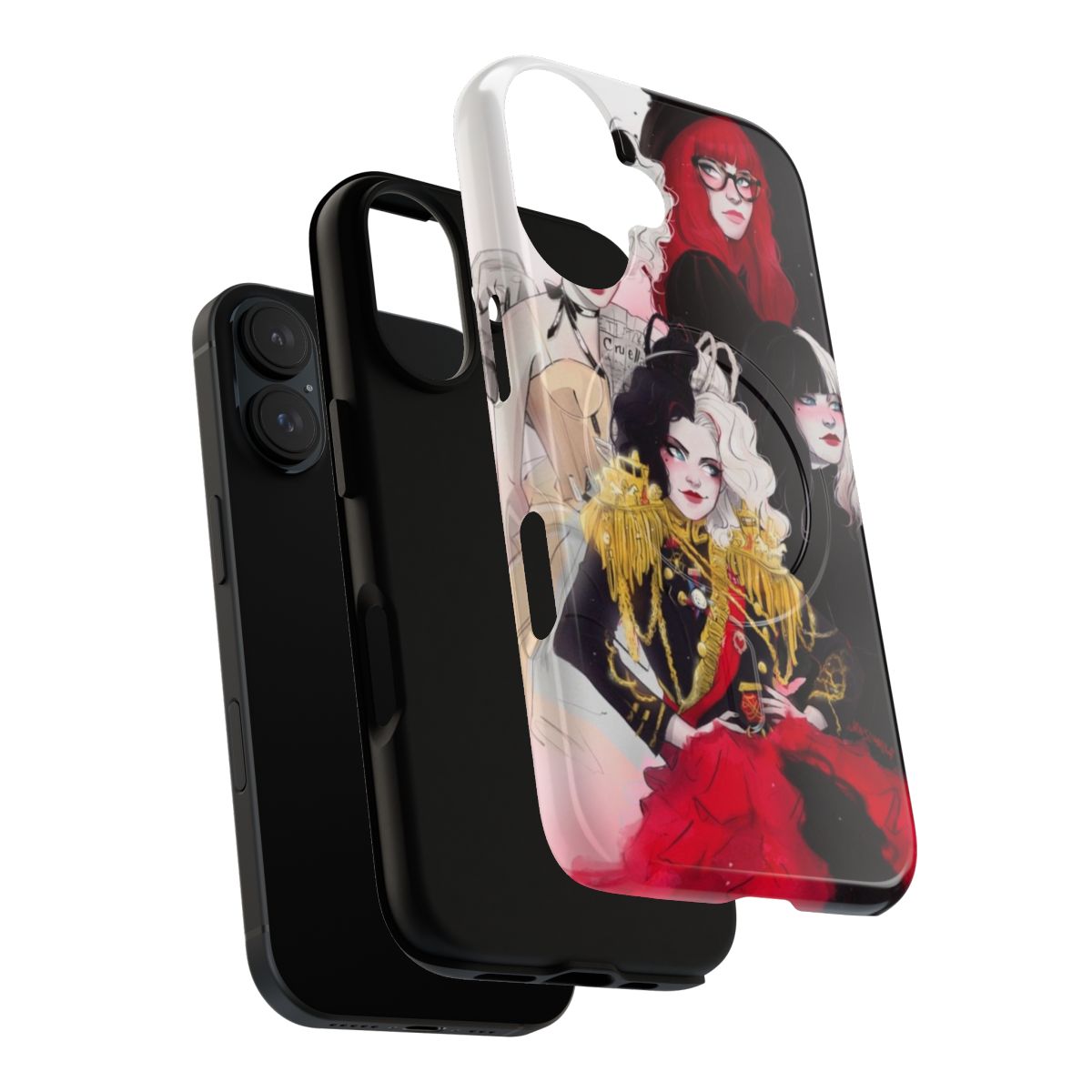 Cruella-inspired magnetic tough phone case with red and black design - Layers