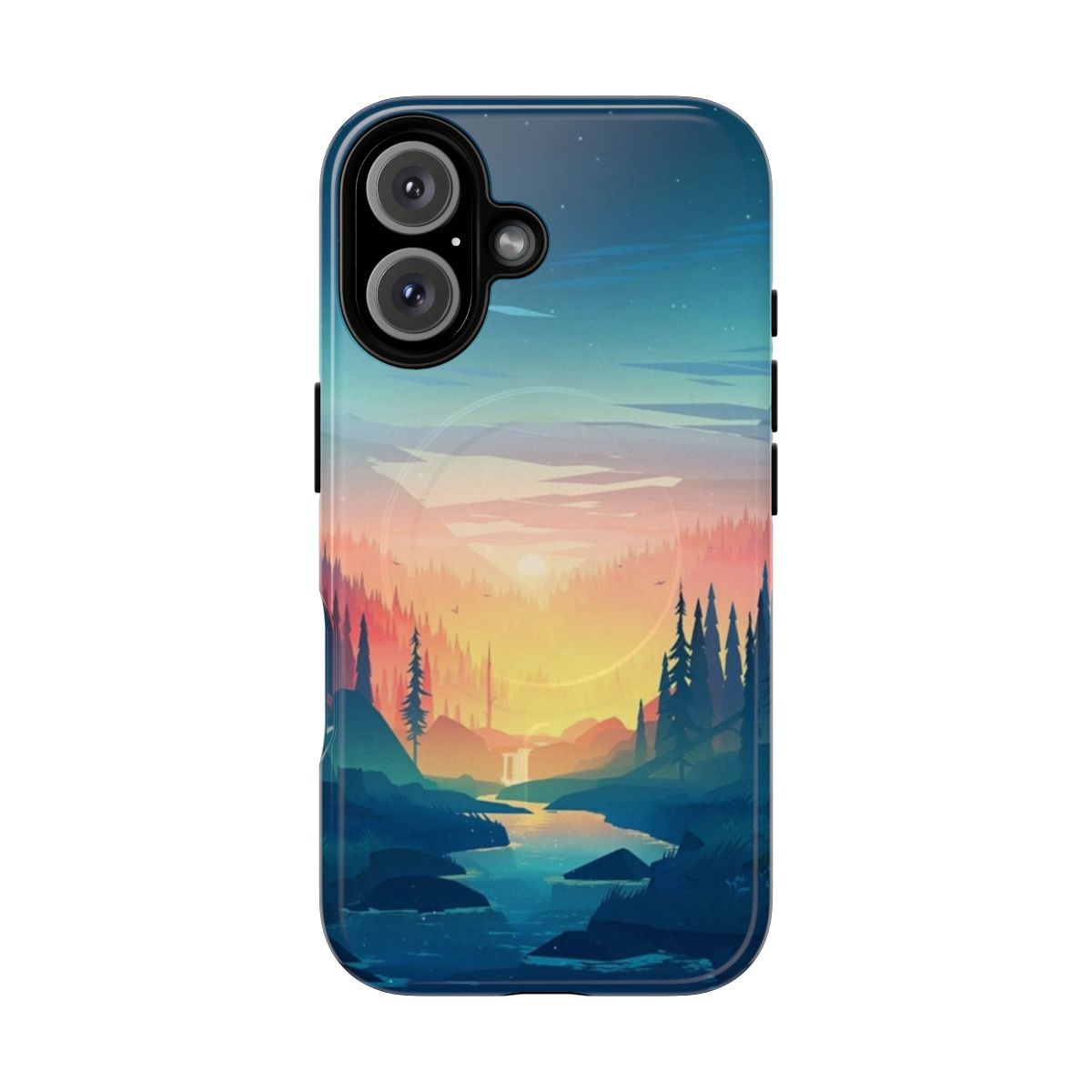 Rugged magnetic phone case with a nature-inspired wilderness design