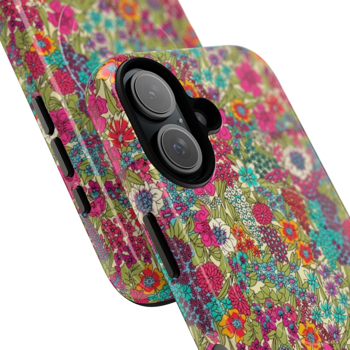 Vibrant floral liberty-inspired magnetic tough phone case - Detail