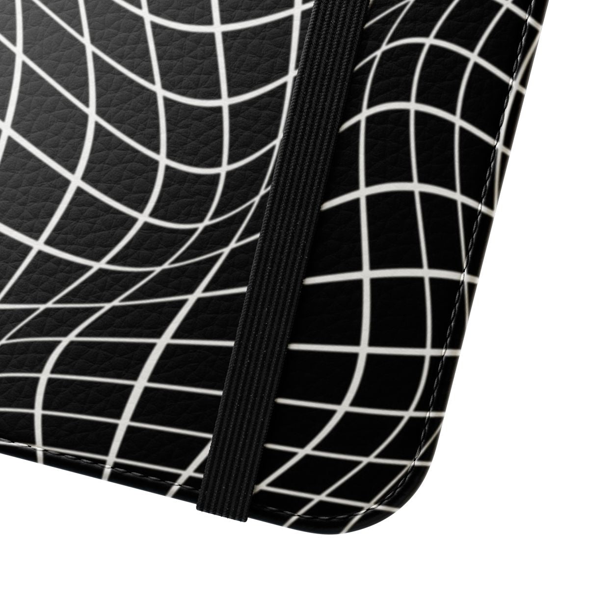 Wavy grid pattern phone case with a minimalist, retro-inspired design - Close Up