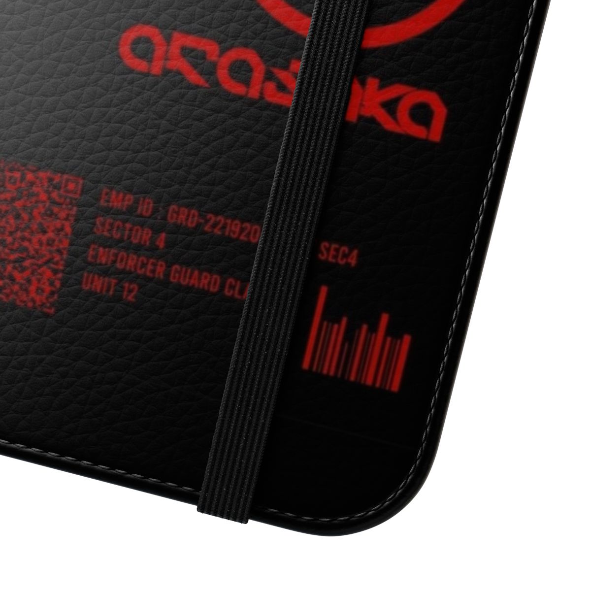 Cyberpunk-inspired minimalist phone cover in black and red color - Close Up