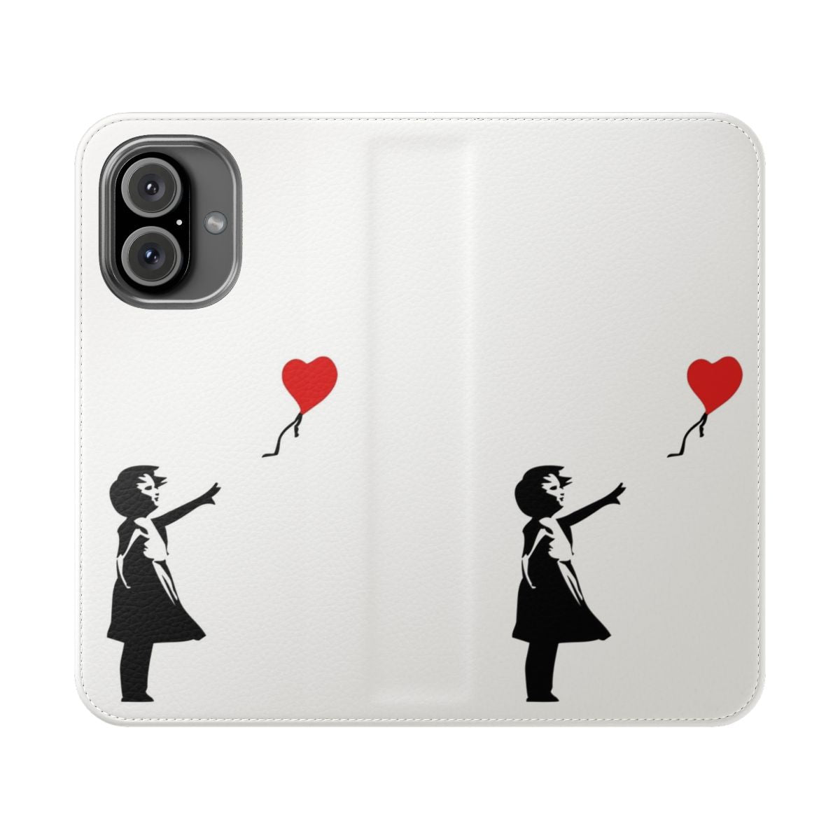 Banksy inspired flip cover phone case featuring the iconic Balloon Girl artwork