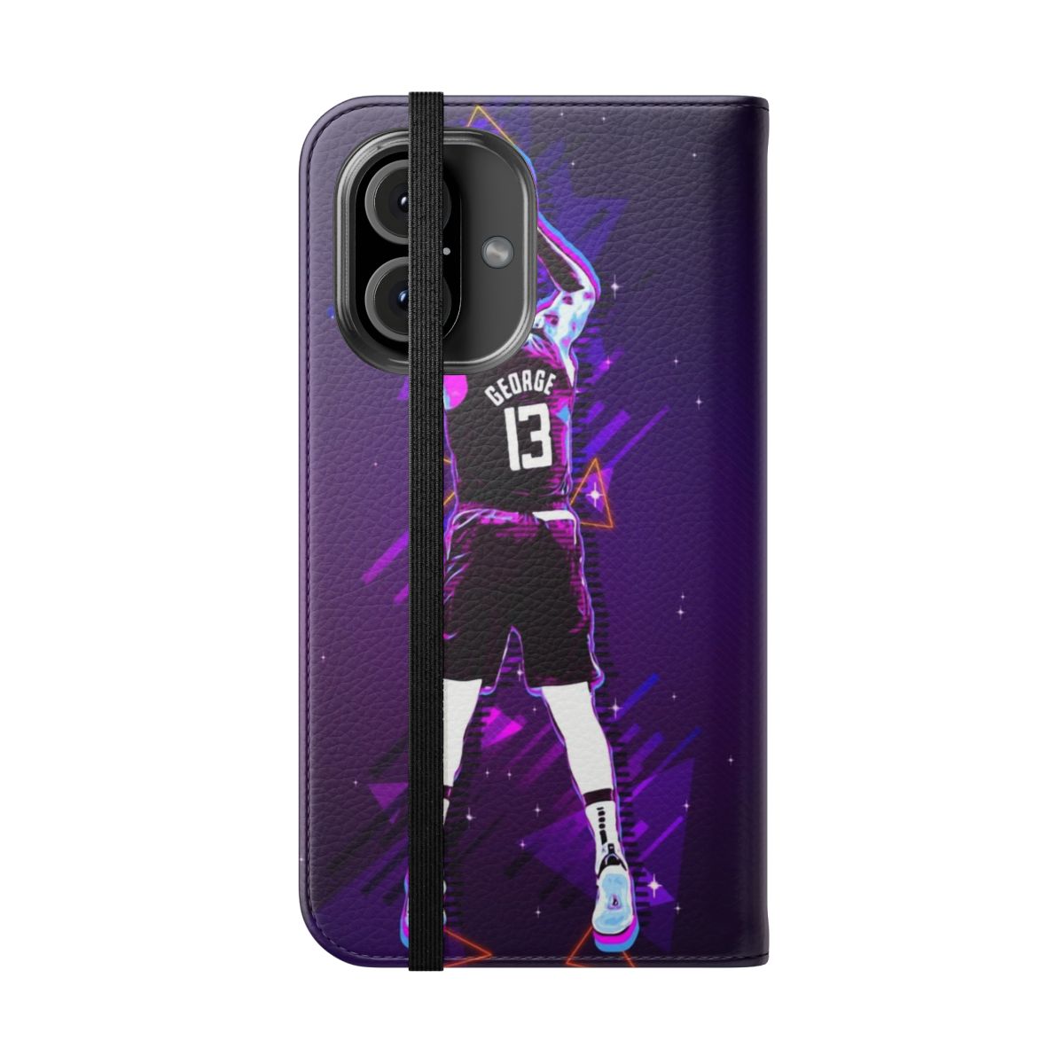 Personalized basketball phone case featuring NBA player Paul George - Folded Front