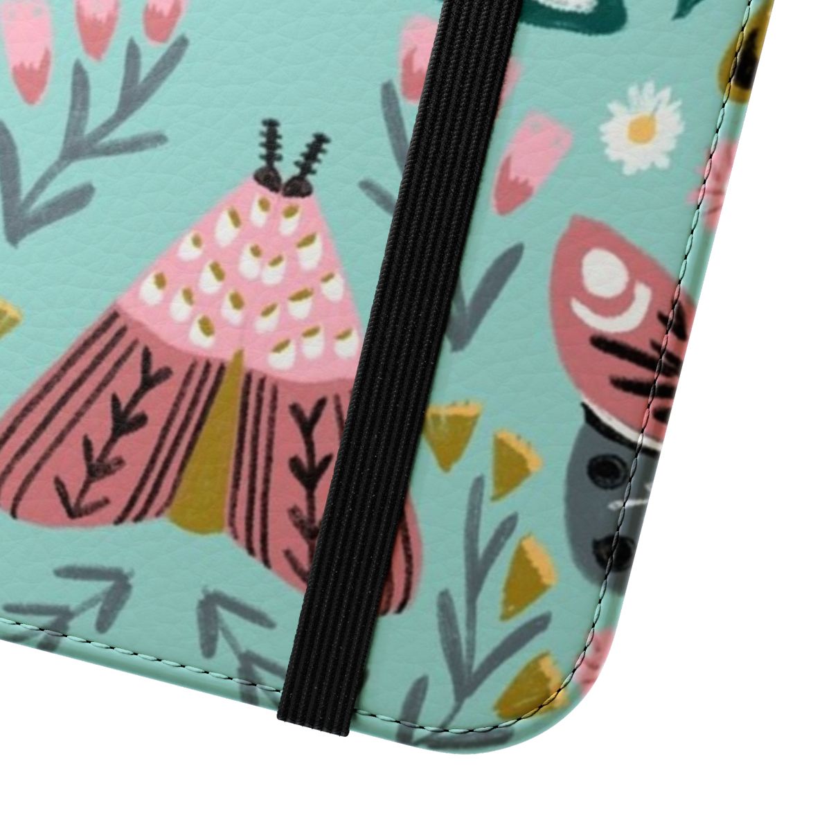 Butterfly garden floral phone case with daisies, flowers, and butterflies - Close Up