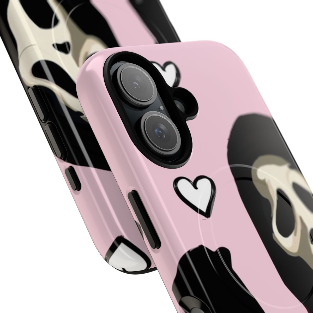 Pink ghostface-inspired protective magnetic phone case - Detail