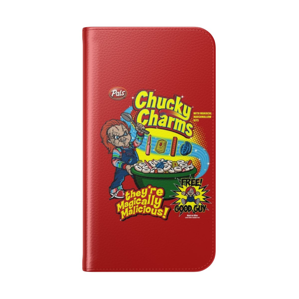 Chucky-Inspired Flip Cover Phone Case with Horror Movie Parody Design - Folded Back