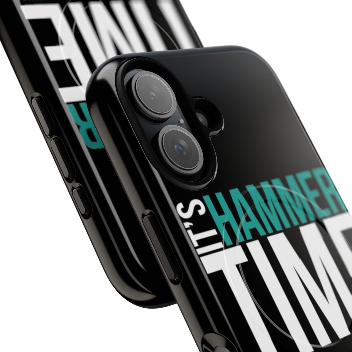 Magnetic tough phone case featuring a Formula 1 design with Lewis Hamilton's name and colors - Detail