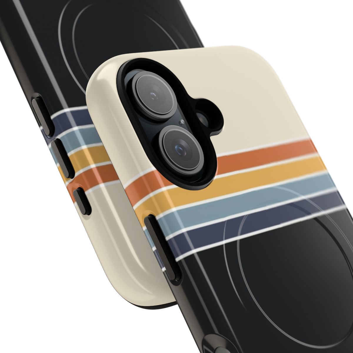 Stylish 70s retro stripes phone case with abstract, minimalist pattern - Detail