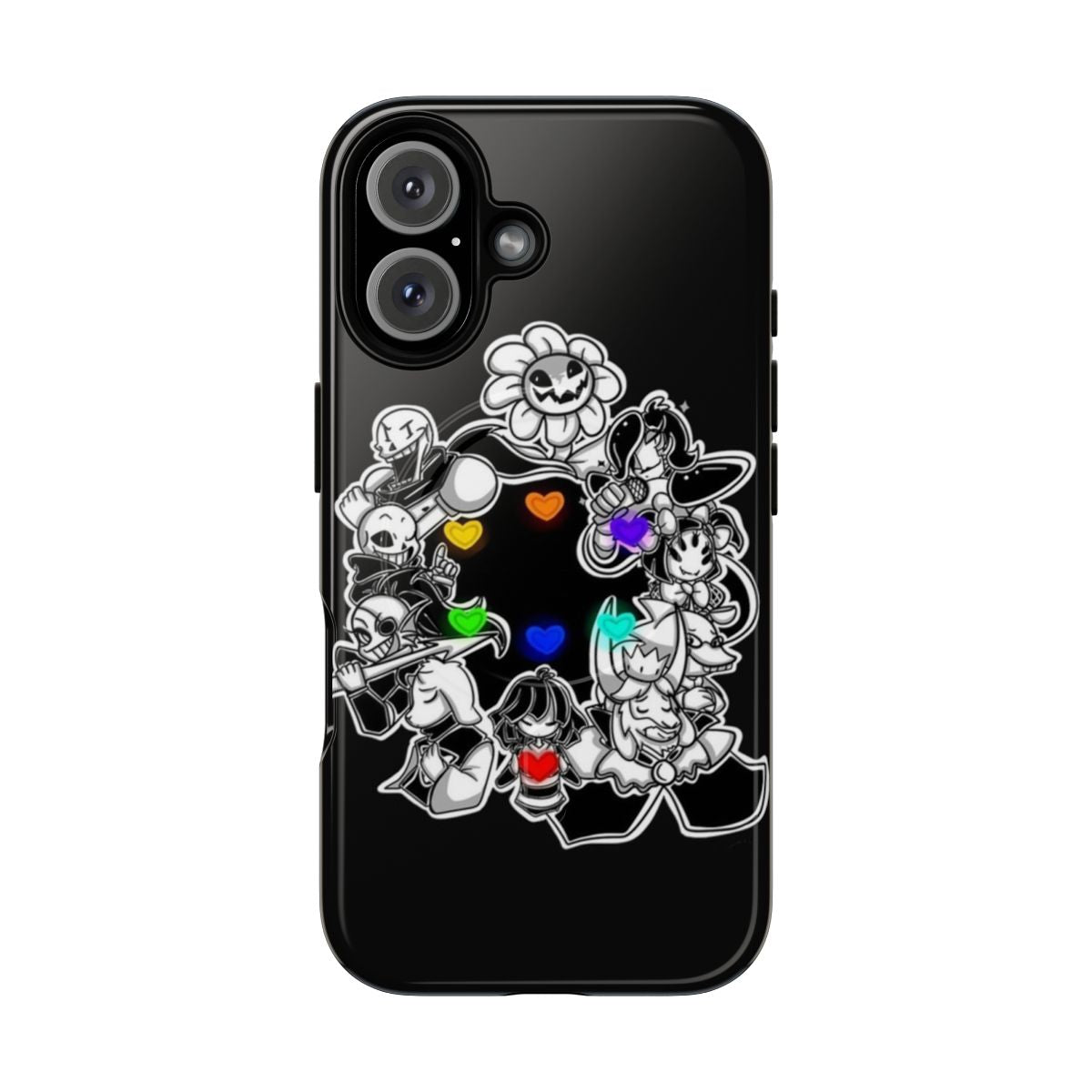 Undertale-inspired magnetic tough phone case featuring characters and design elements from the game