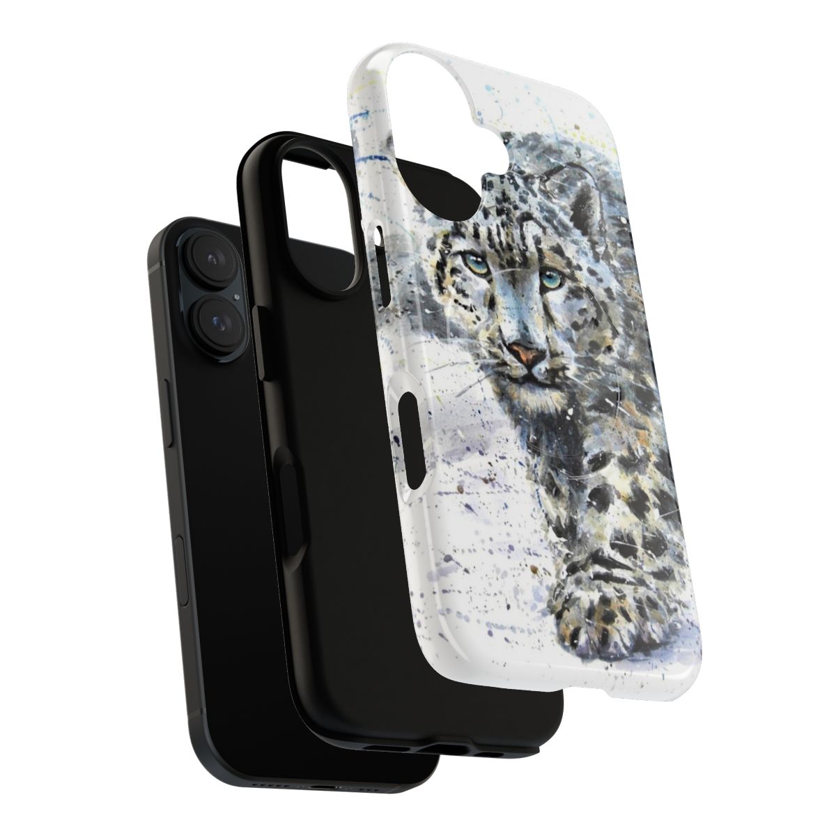 Watercolor painting of a snow leopard on a magnetic tough phone case - Layers