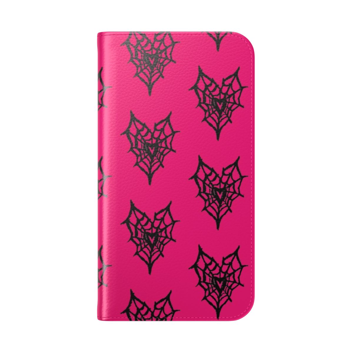 Spiderweb heart themed flip cover phone case - Folded Back