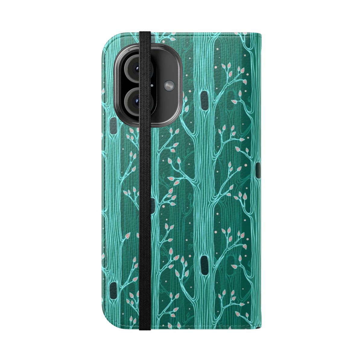 Emerald forest seamless pattern phone case with trees - Folded Front