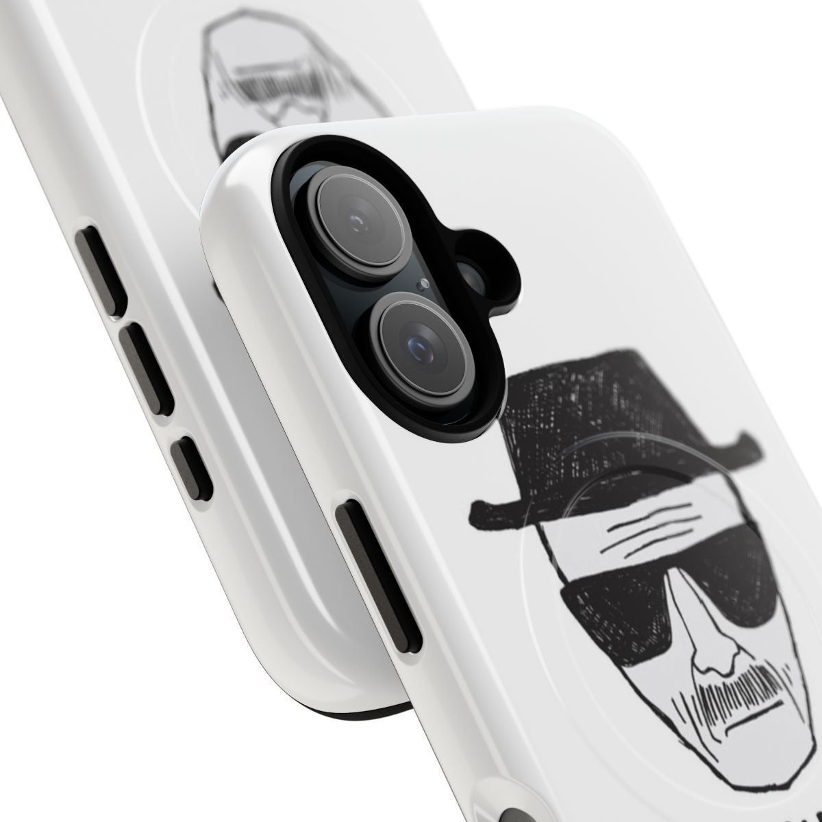 Magnetic phone case featuring a Heisenberg drawing from the TV series Breaking Bad - Detail